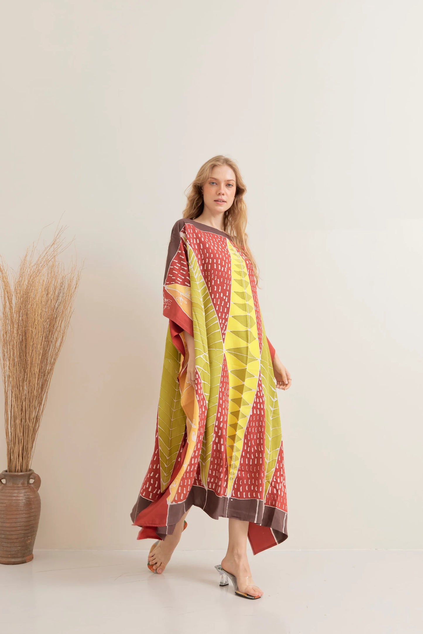 Batik Handpainted Kaftan Ethnic Contemporary Soft Cotton Rayon Caftan Dress