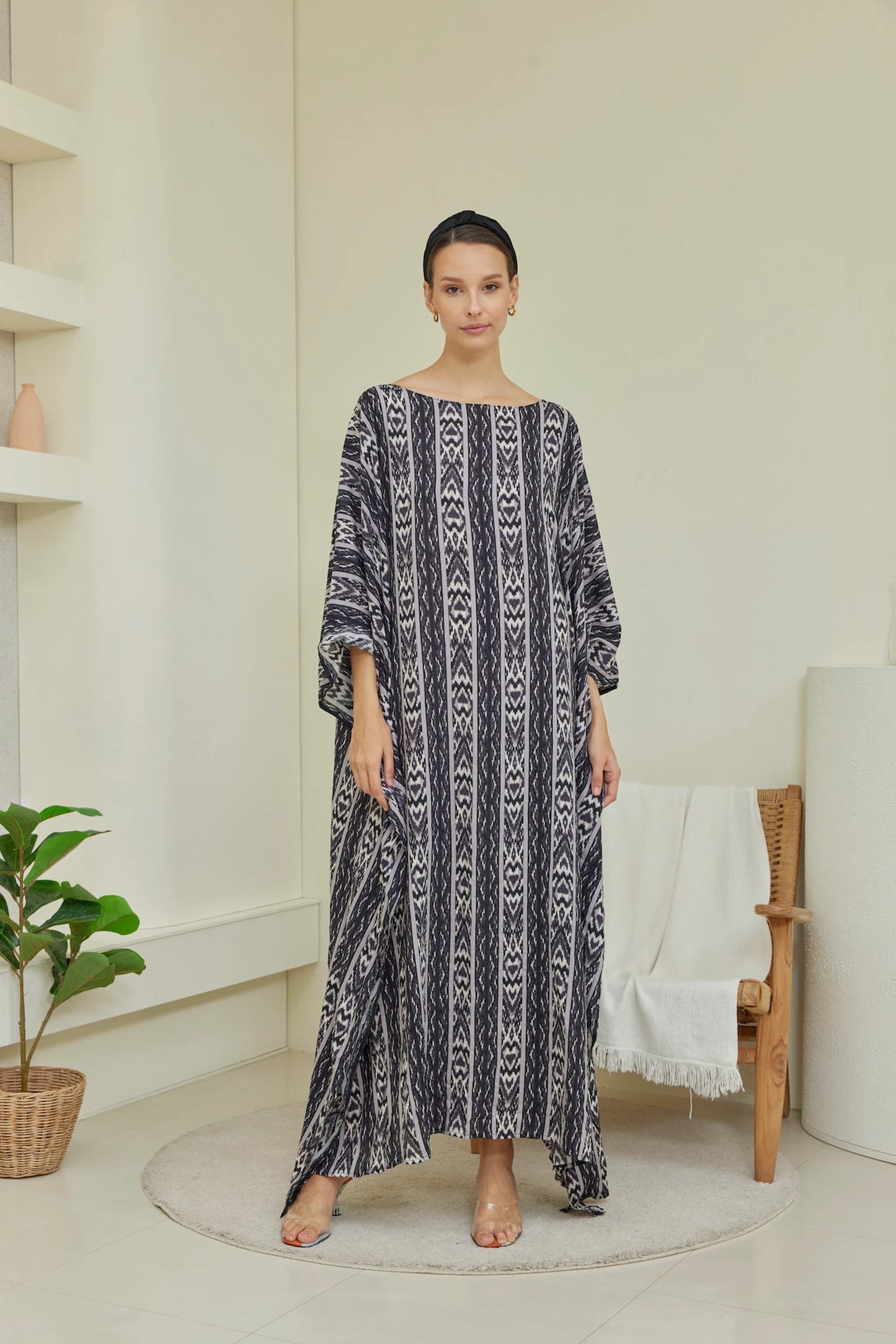 Boho Black Tiedye Cotton Soft Kaftan Full Length Beach Wear Caftan Plus Size