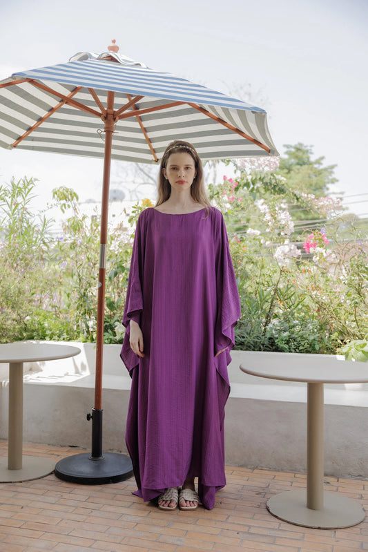 Paris Silk Grape Violet Natural Kaftan Dress Plus Size Bridesmaid