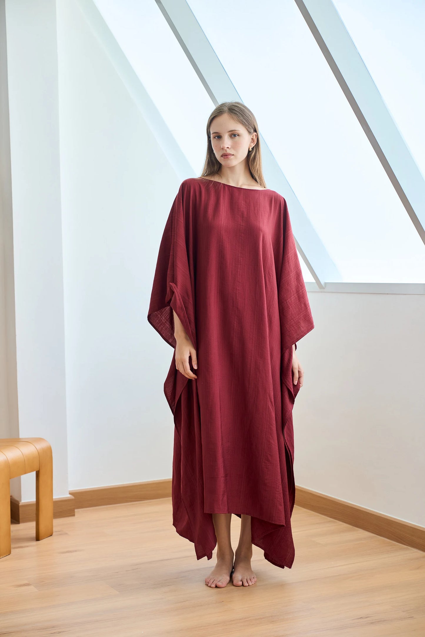 Paris Silk Kaftan Red Burgundy Natural Dress Women Pyjamas Plus Size