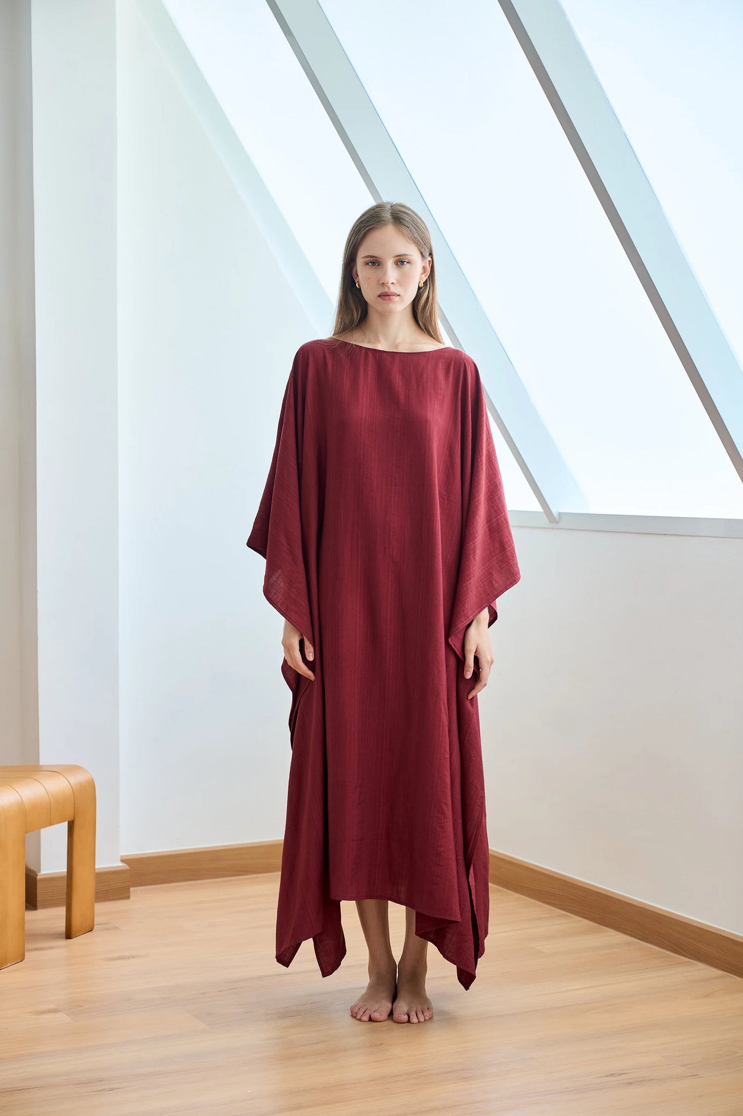 Paris Silk Kaftan Red Burgundy Natural Dress Women Pyjamas Plus Size