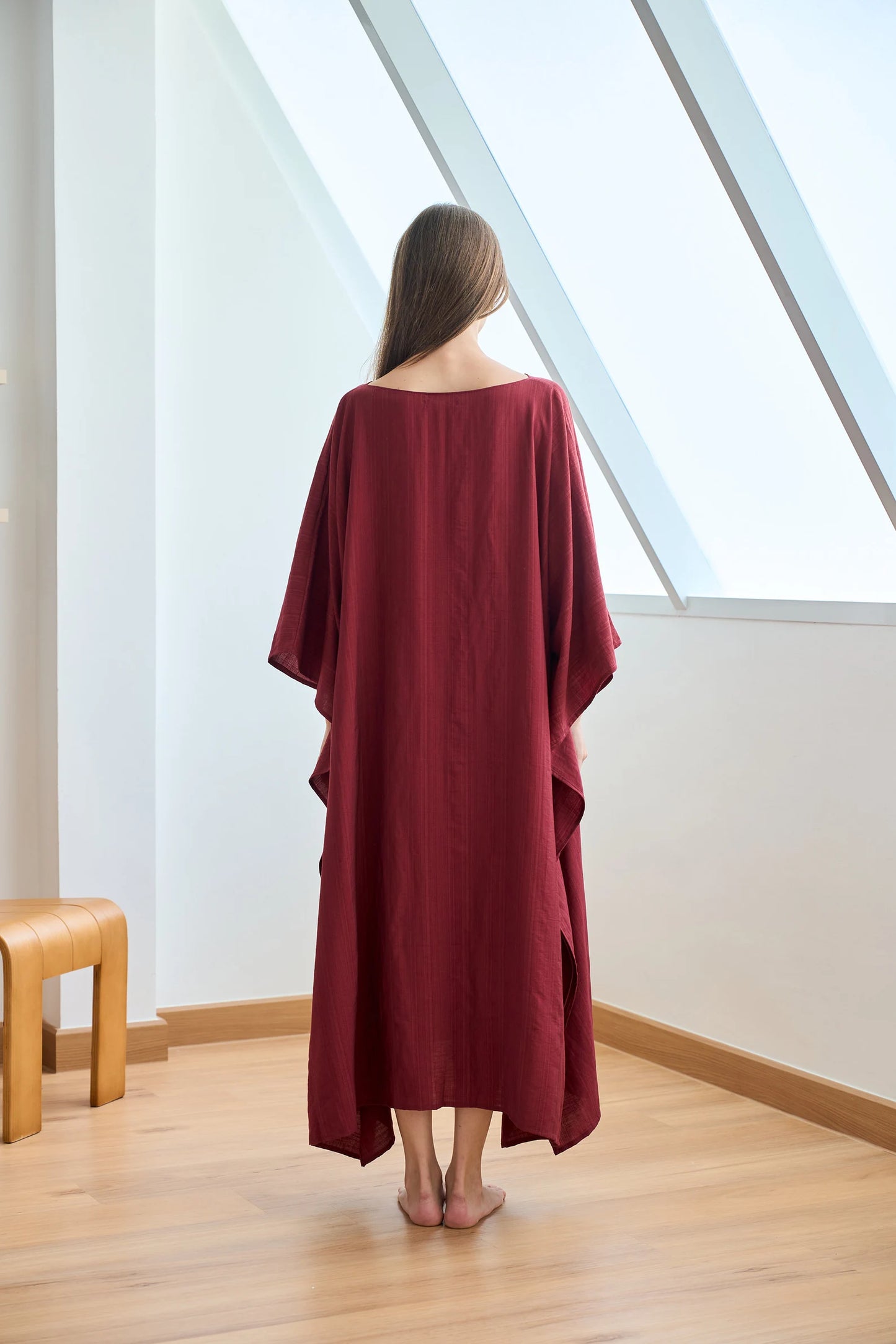 Paris Silk Kaftan Red Burgundy Natural Dress Women Pyjamas Plus Size