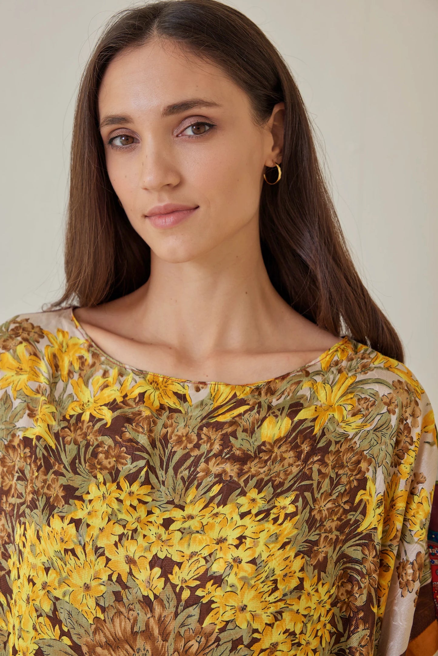 Silk Scarves Dress Patchwork Yellow Golden Floral Designer Moroccan Kaftan Dress