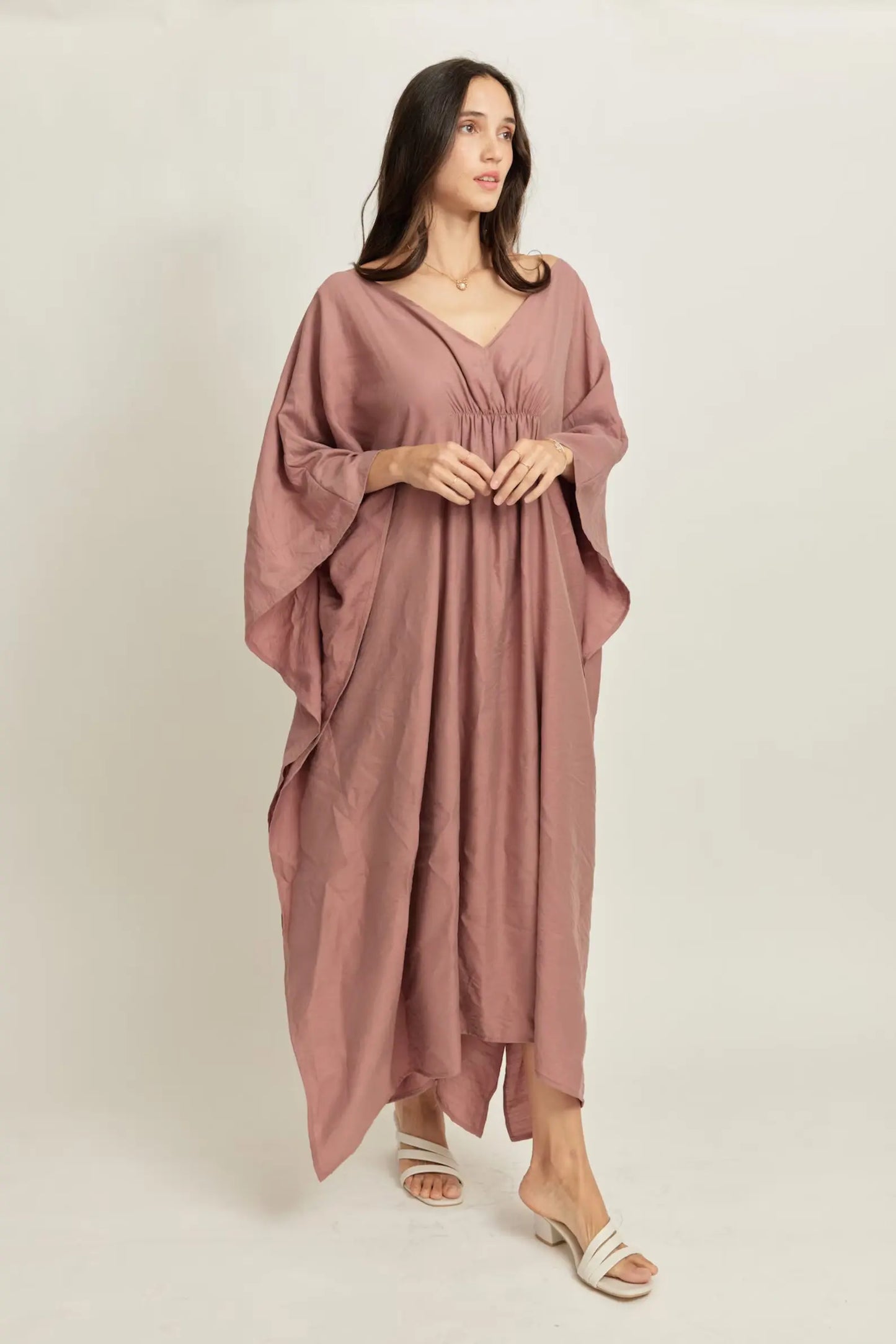 V-Neck Customization Silk Japan Kaftan Dress Women Plus Size Personalized Evening Caftan II