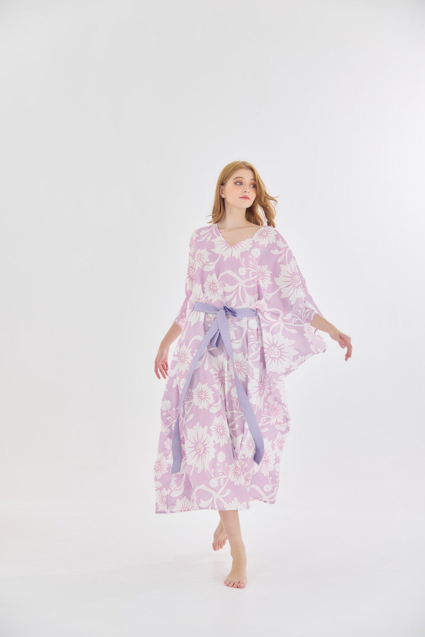 Soft Purple Pink Comfy Silky Kaftan Dress